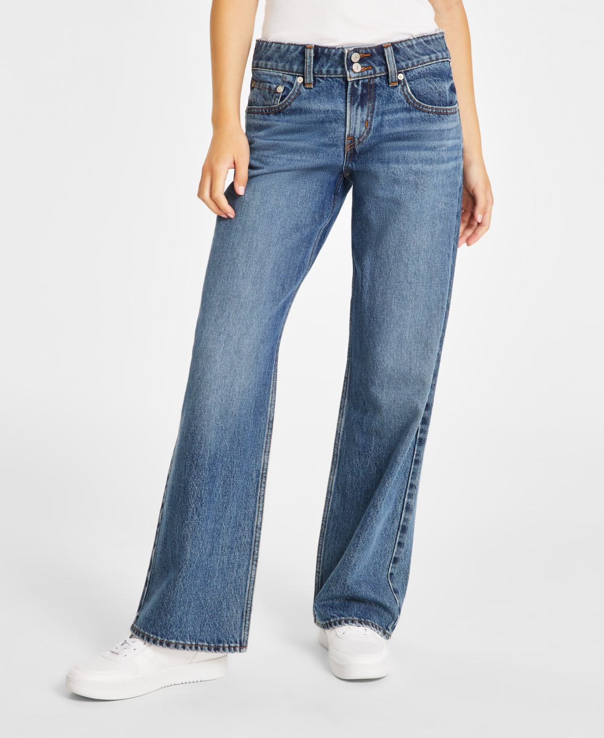 Women's Super-Low Double-Button Relaxed-Fit Denim Jean - Blended Beauty