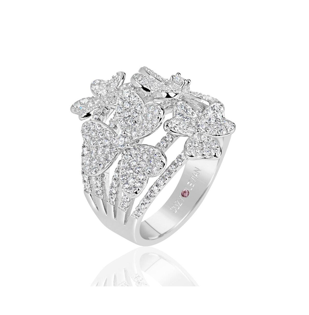 Suzy Levian New York Suzy Levian Sterling Silver Cubic Zirconia Multi Flower Ring