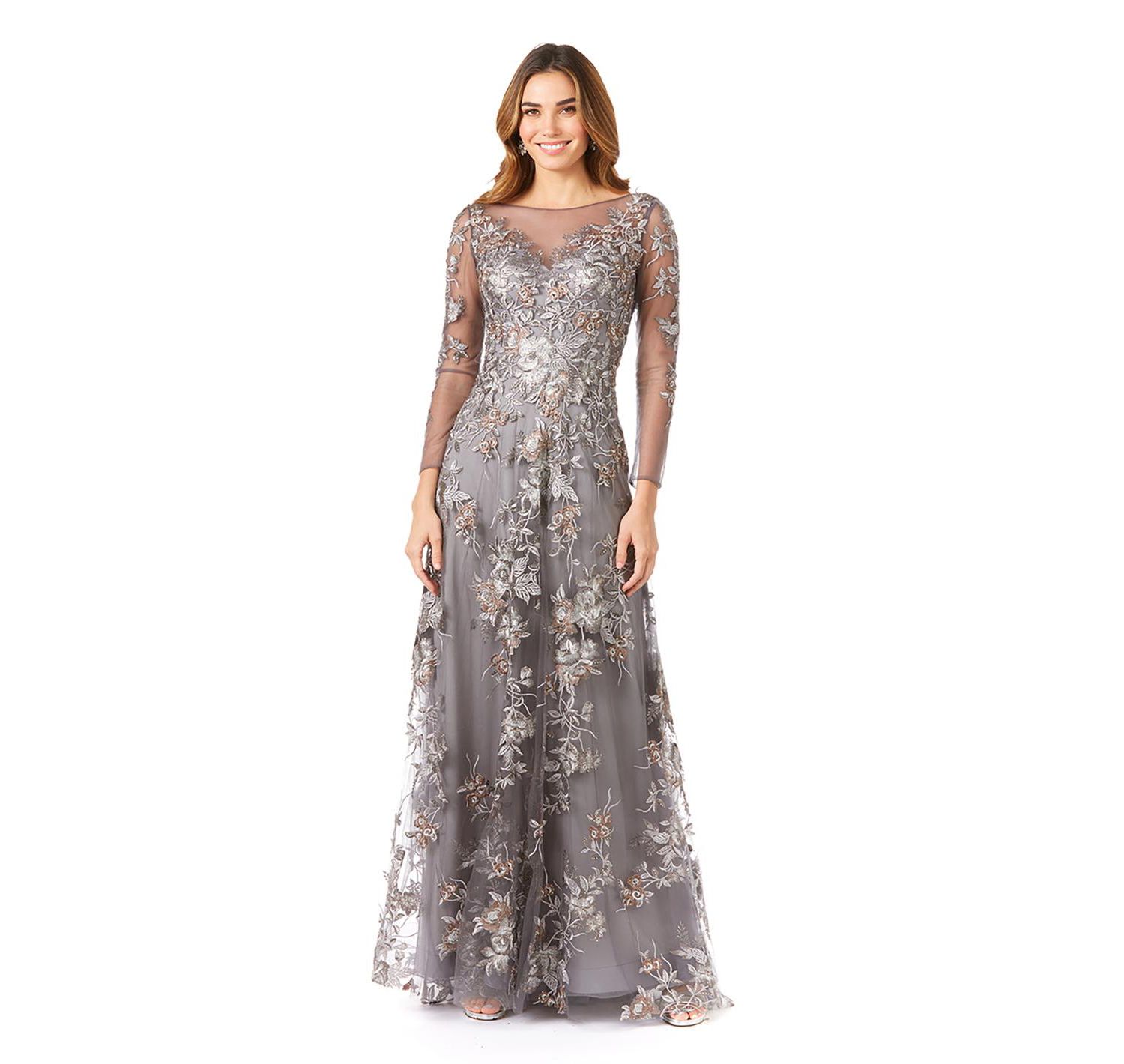 Women's Long Flutter Sleeves Beaded Dress