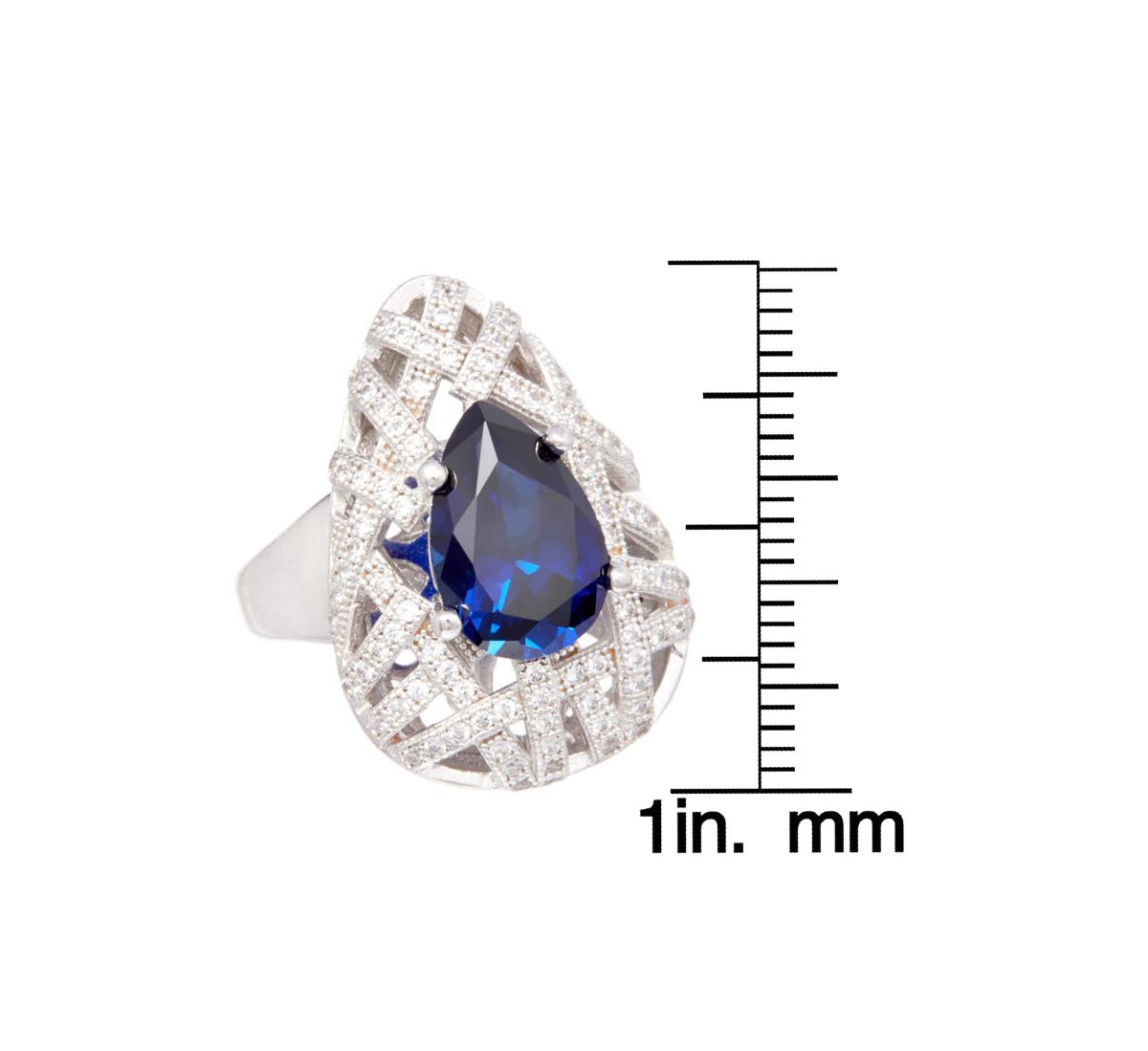 Suzy Levian New York Suzy Levian Sterling Silver Cubic Zirconia Pear Shape Weaving Halo Ring