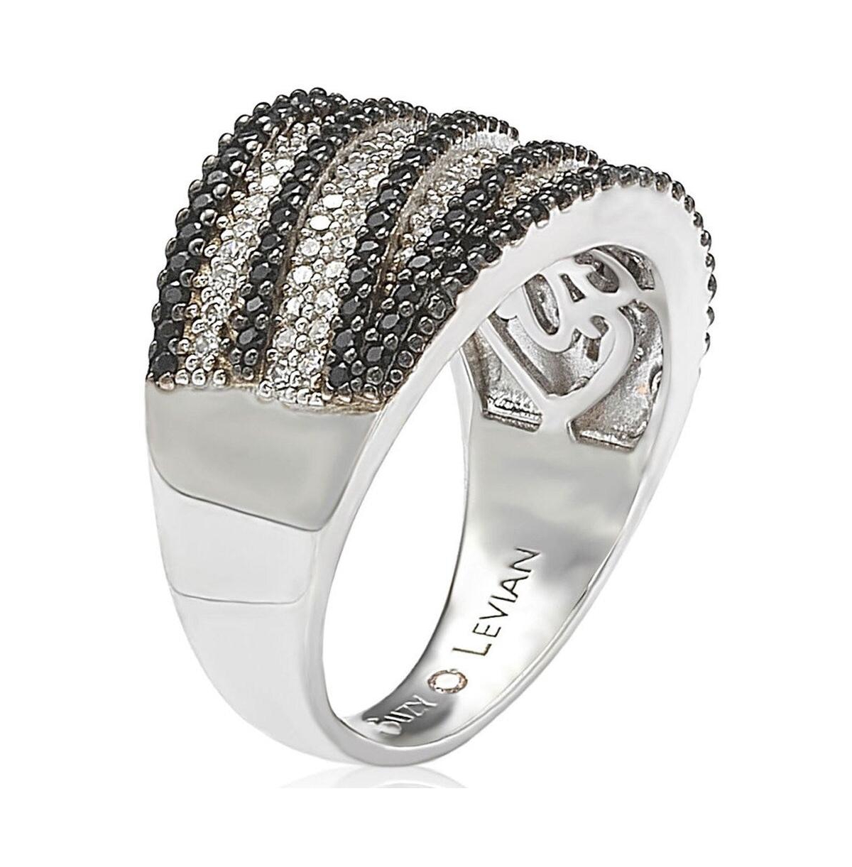Suzy Levian New York Suzy Levian Sterling Silver Cubic Zirconia Pave White &Wrap Ring - Black