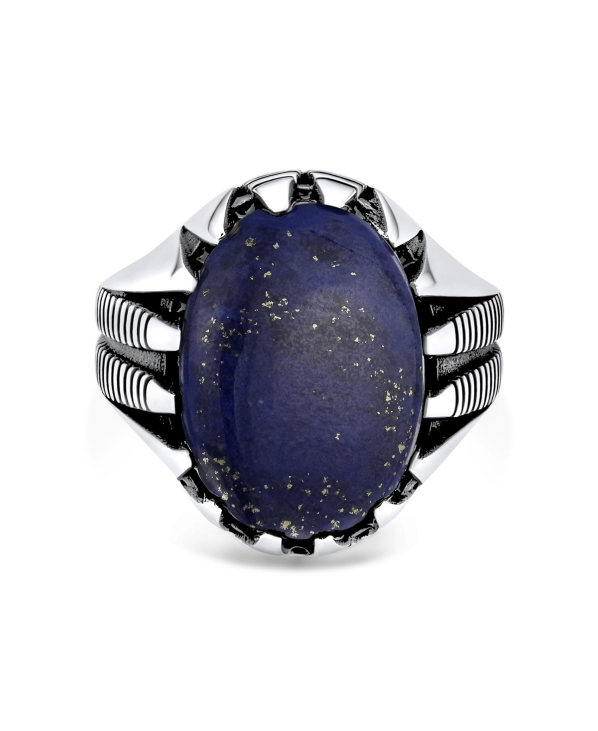 Bling Jewelry Biker Jewelry Mens Animal Claw Set Large Oval Cabochon Signet Statement Western Ring Oxidized Silver