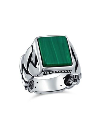 Braided Cable Wheat Wide Link Chain Band Large s Rectangle Statement Signet Ring Sterling Silver