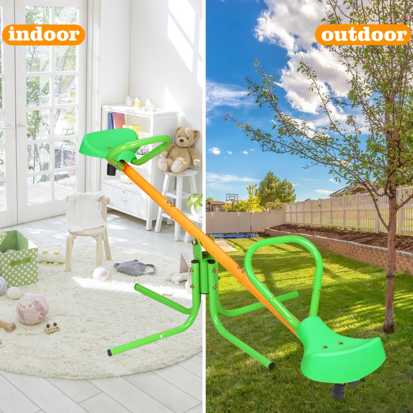 Детская игрушка Streamdale Furniture Spinning Teeter Totter Iron 360-Degree Rotation Seesaw, Ages 3-8, цвет: Зелёный — фото 7