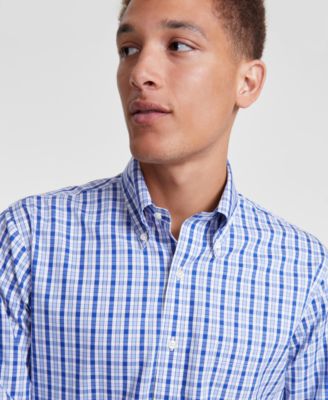 Men's Regular-Fit Check Pinpoint Dress Shirt