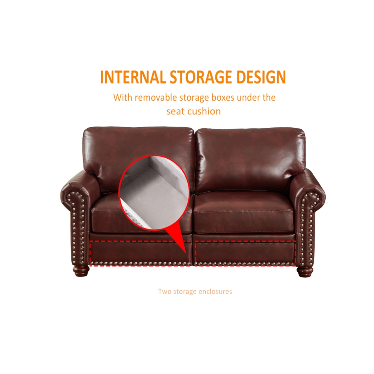 Streamdale Furniture Living Room Sofa Loveseat Chair Burgundy Faux Leather