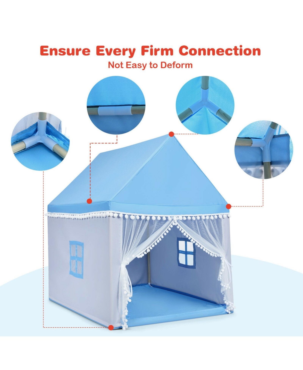 Sugift Kids Play Tent Playhouse Children Play Castle Fairy Tent Gift with Mat