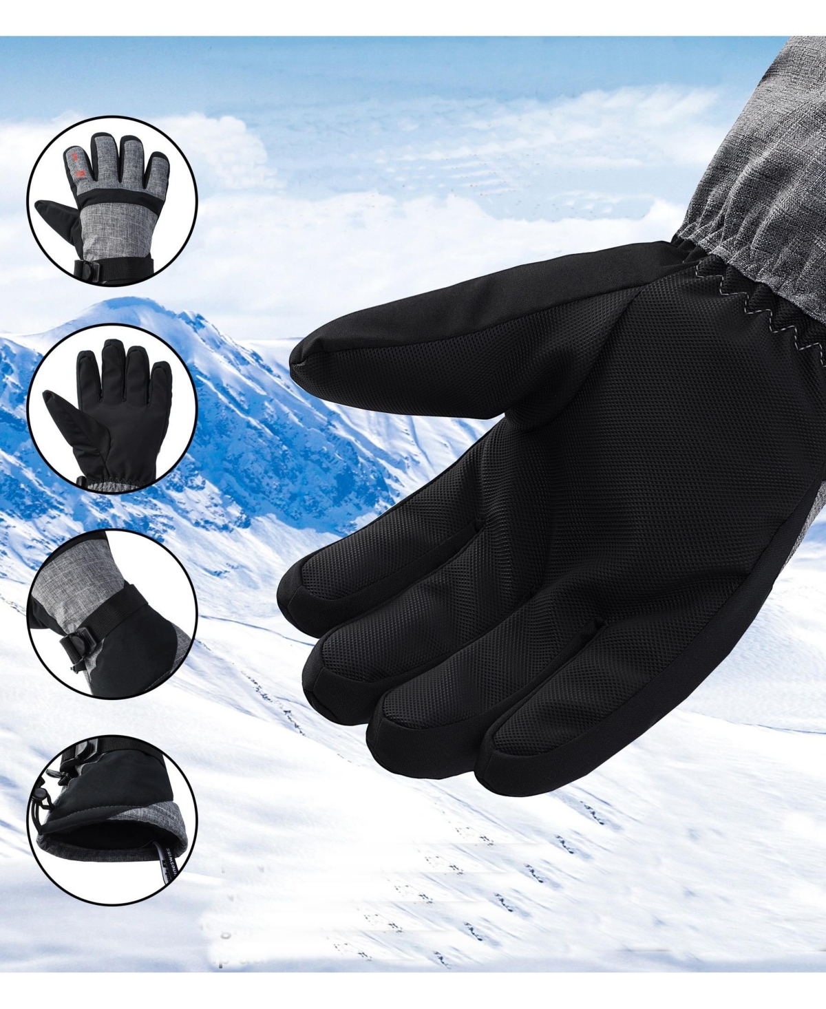 Alpine Swiss Mens Waterproof Ski Gloves Snowboarding 3M Thinsulate Winter Gloves