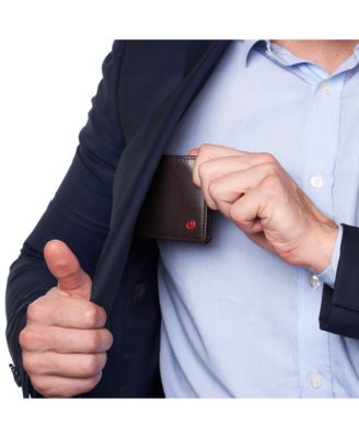 Mens Slimfold Wallet RFID Safe Bifold Genuine Leather ID Window