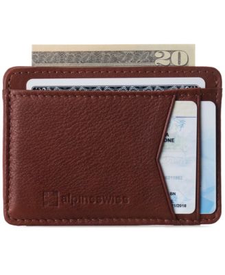 Men RFID Safe Minimalist Front Pocket Wallet Leather Thin Card Case