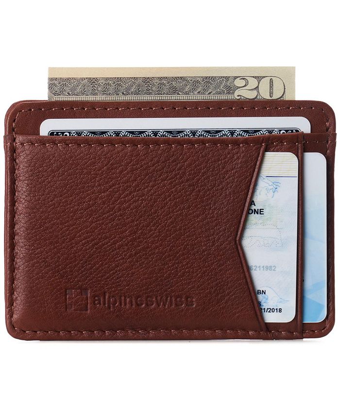 Alpine Swiss Men RFID Safe Minimalist Front Pocket Wallet Leather Thin ...