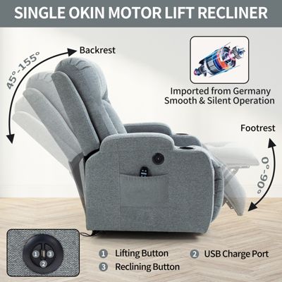 350lbs Power Lift Recliner with Massage & Heating