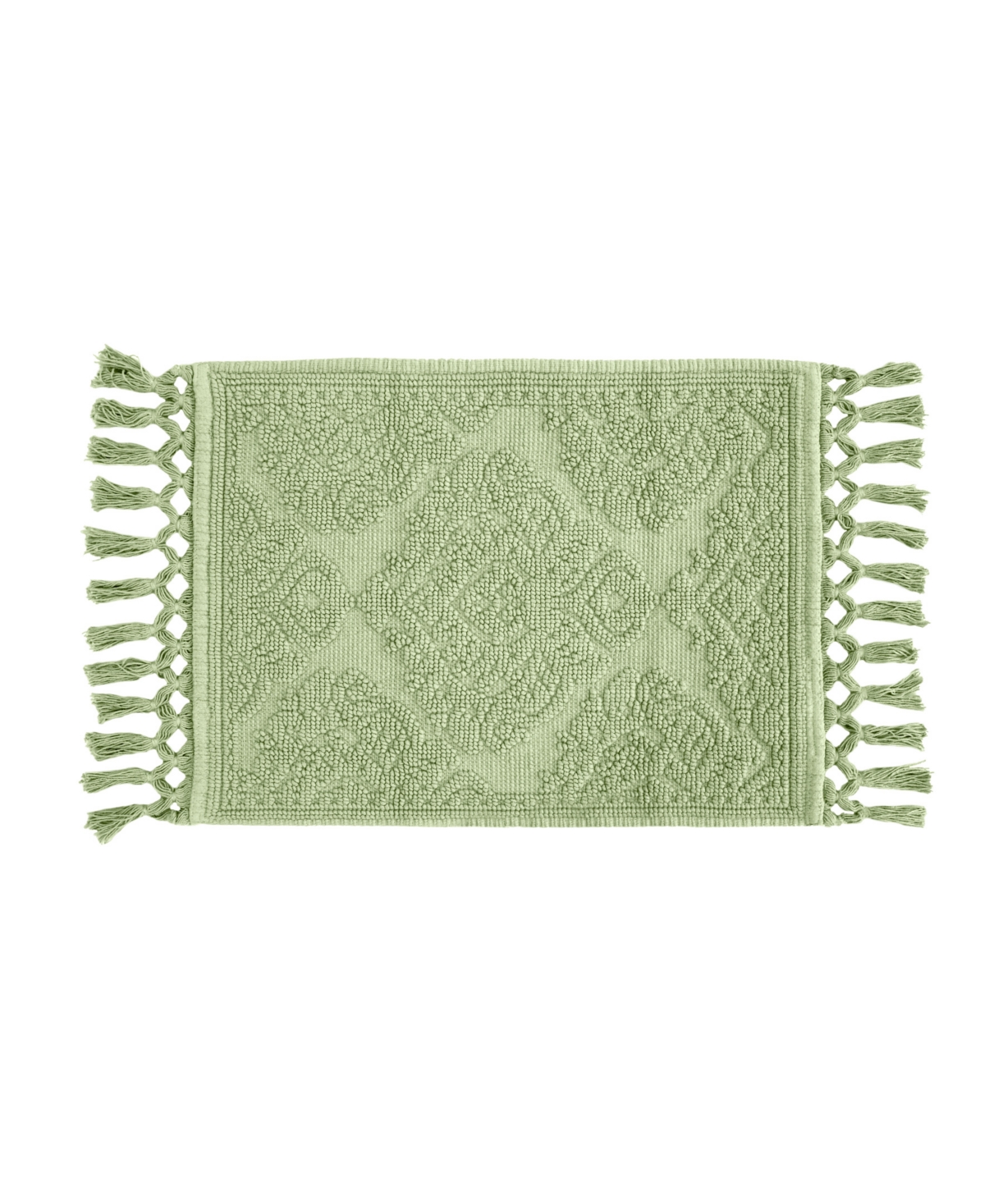 Jean Pierre New York Ricardo Fringe Cotton Bath Rug 17" X 31" In Sage