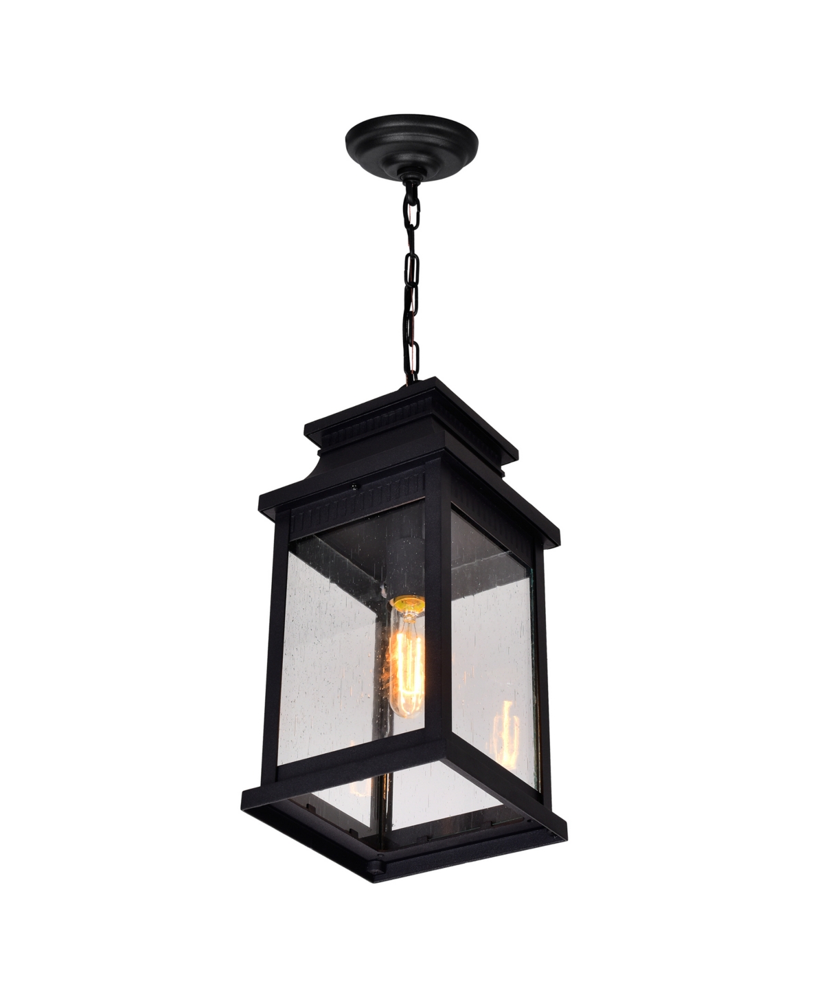 Cwi Lighting 18.25" Metal Milford 1 Light Outdoor Pendant In Black