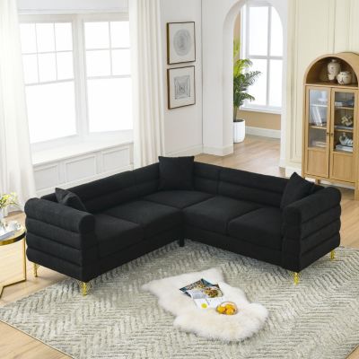 81.5" Oversized L-Shaped Sectional Sofa Cover - 5-Seater