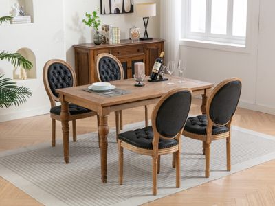 Antique French Style Wood Frame Dining Chairs Set