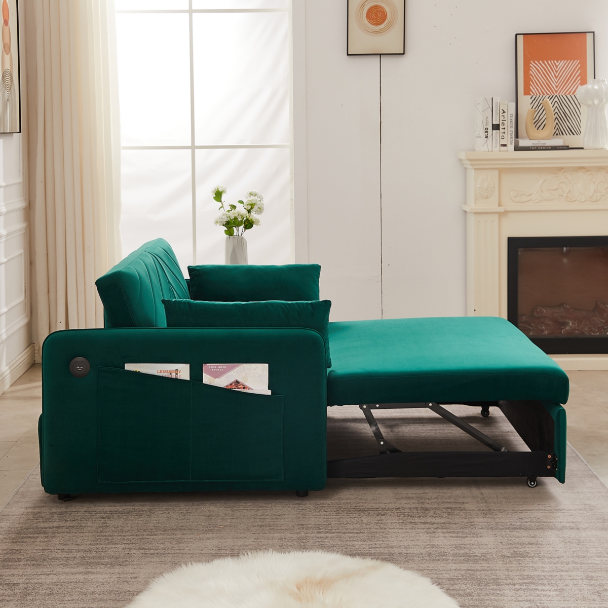 Streamdale Furniture 3-in-1 Sleeper Sofa Bed with Usb Port