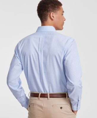 Men's Regular-Fit Non-Iron Spread Collar Check Broadcloth Dress Shirt