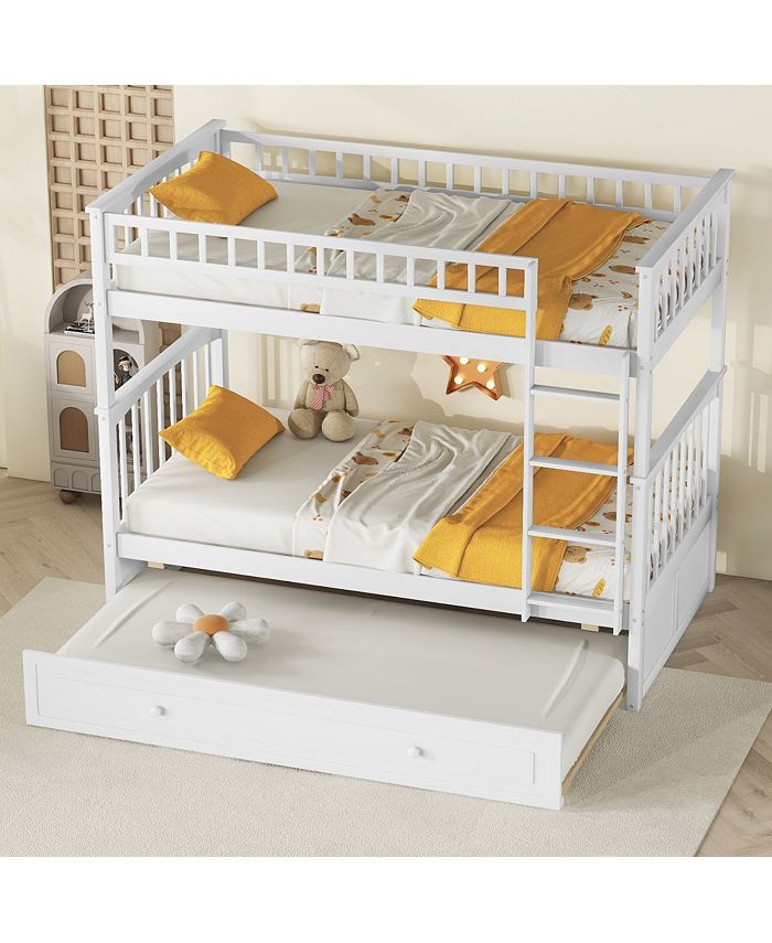 Simplie Fun Twin Over Twin Bunk Bed With Twin Size Trundle, Convertible Beds Macy's