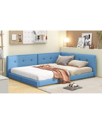 Upholstered Full Size Platform Bed With USB Ports