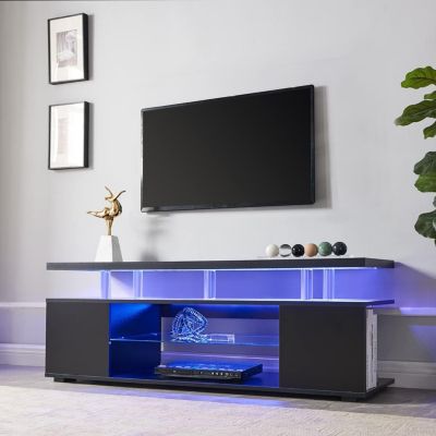Streamdale 1-Piece MDF & Metal Entertainment Center – 70" TV Console, Cable Management, Storage Shelves, Gamer-Friendly Design