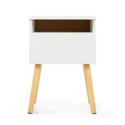 Streamdale Modern White Bedside Table with Drawers and Shelves