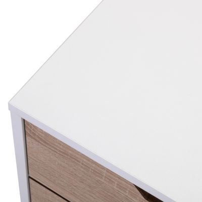  2-Drawer Nightstand with Solid Wood Legs