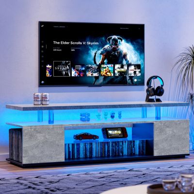 Streamdale Gray 70 Inch TV Stand with LED Gaming Console