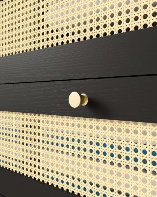 Modern Rattan 4-Drawer Dresser with Metal Handles