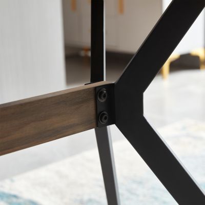  MDF Dining Table with Black Metal Legs