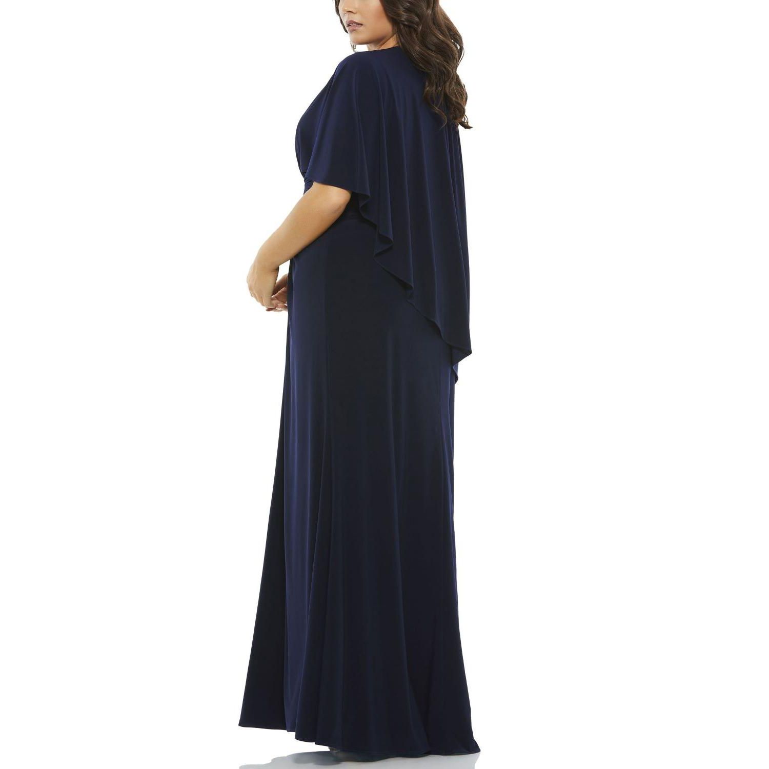 Women's Jersey Cape Sleeve A Line Gown