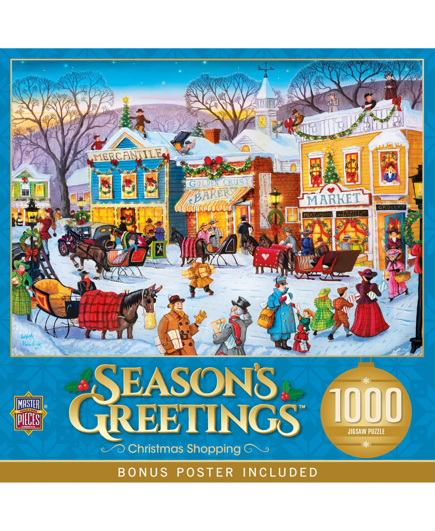 Детские игрушки MasterPieces Puzzles MasterPieces Season's Greetings - Christmas Shopping 1000 Piece Puzzle, цвет: Разноцветный — фото 1
