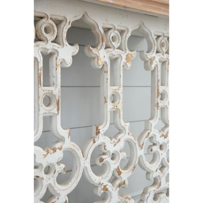 Vintage Console Table with White Wash and Wood Top