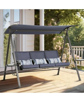 Steel 3-Seater Swing Porch Swing With Canopy