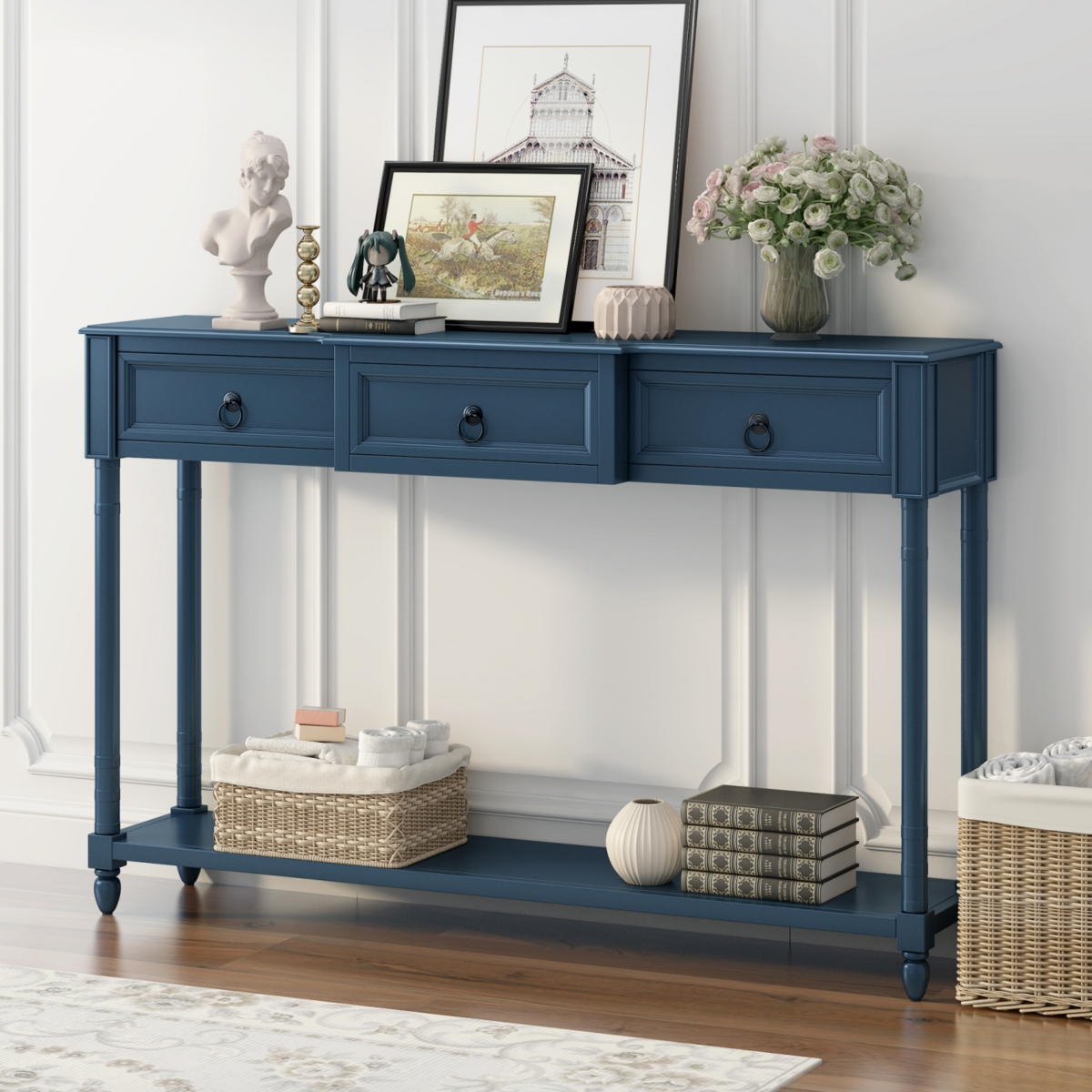 Simplie Fun Console Table Sofa Table With Drawers For Entryway With Projecting Drawers And Long Shelf