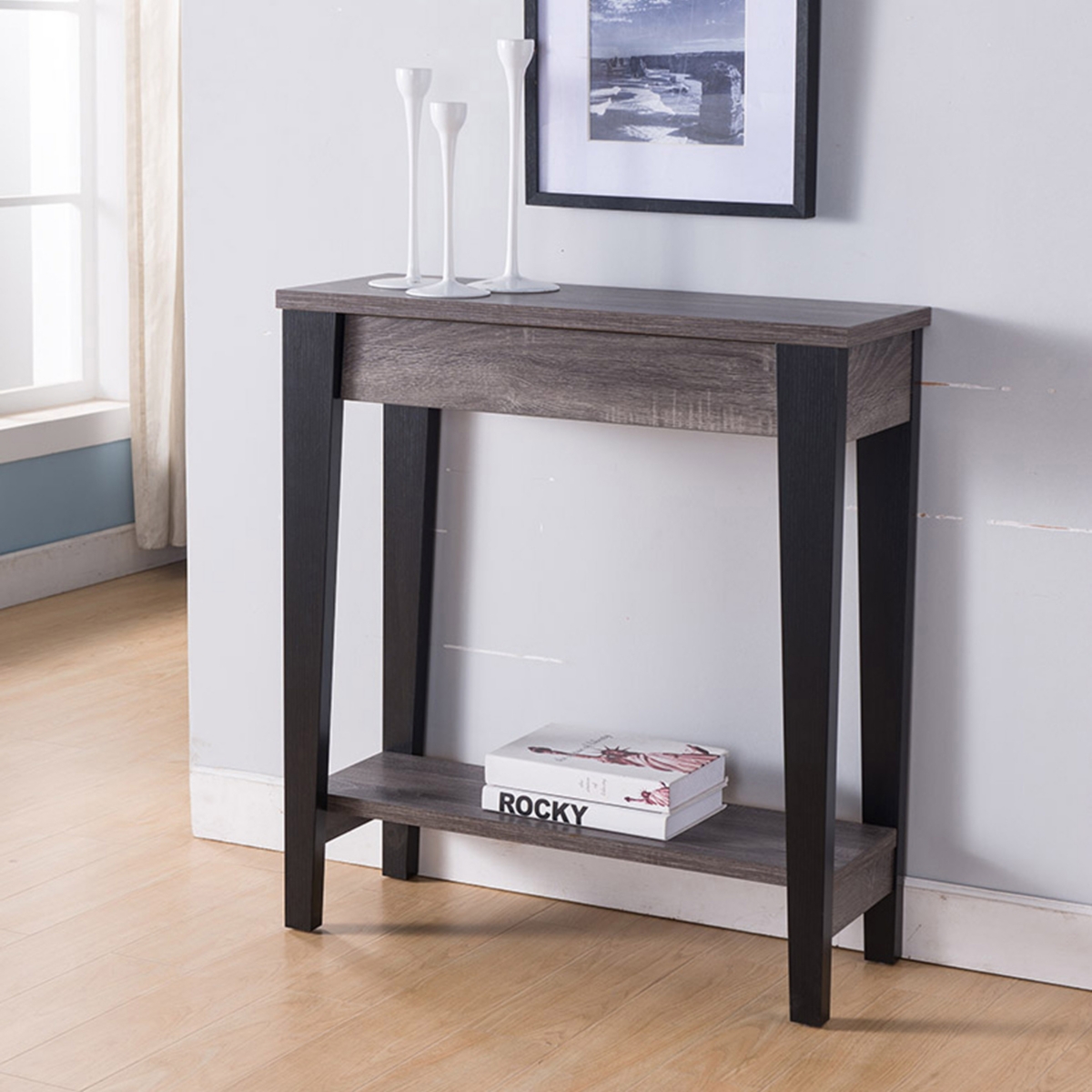 Streamdale Furniture Console Distressed Grey Black