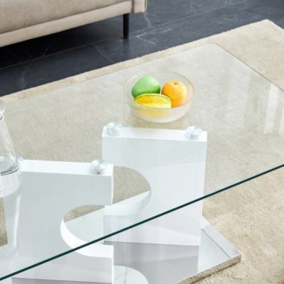 Streamdale Modern Glass Top Coffee Table