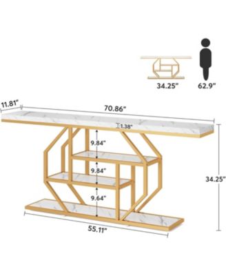 70.9 inch Extra Long Console Table, Modern Sofa Table Behind Couch with Storage, 4 Tier Entryway Accent Table for Living Room, Hallway, Entrance, Foyer