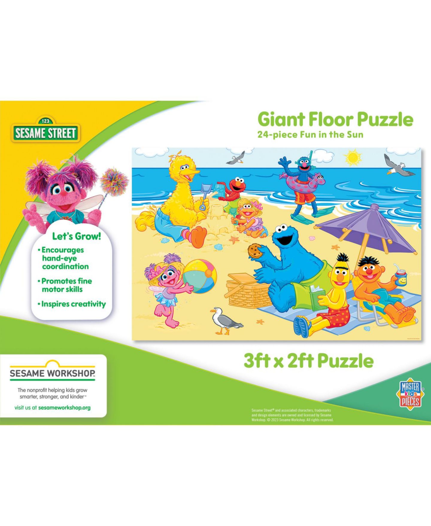 Детский пазл MasterPieces Puzzles Sesame Street Fun in The Sun 24-Piece Floor Puzzle, Ages 3+, цвет: Разноцветный — фото 3