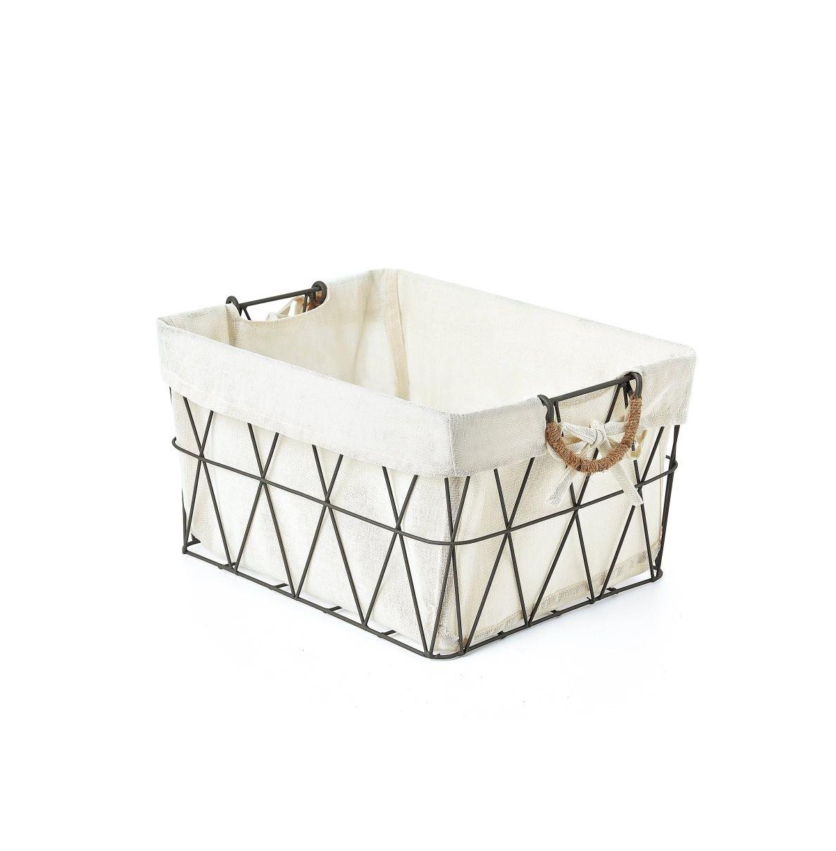 S/3 Lined Tapered Rect Bins W/ Fold Down Binded Jute Handles, Gun Metal - Dark Grey