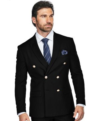 Brave man Men's Slim Fit 2-Piece Double Breasted Suit