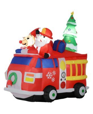 HOMCOM 7FT Christmas Inflatables Santa Claus and Reindeer with Gift Car ...
