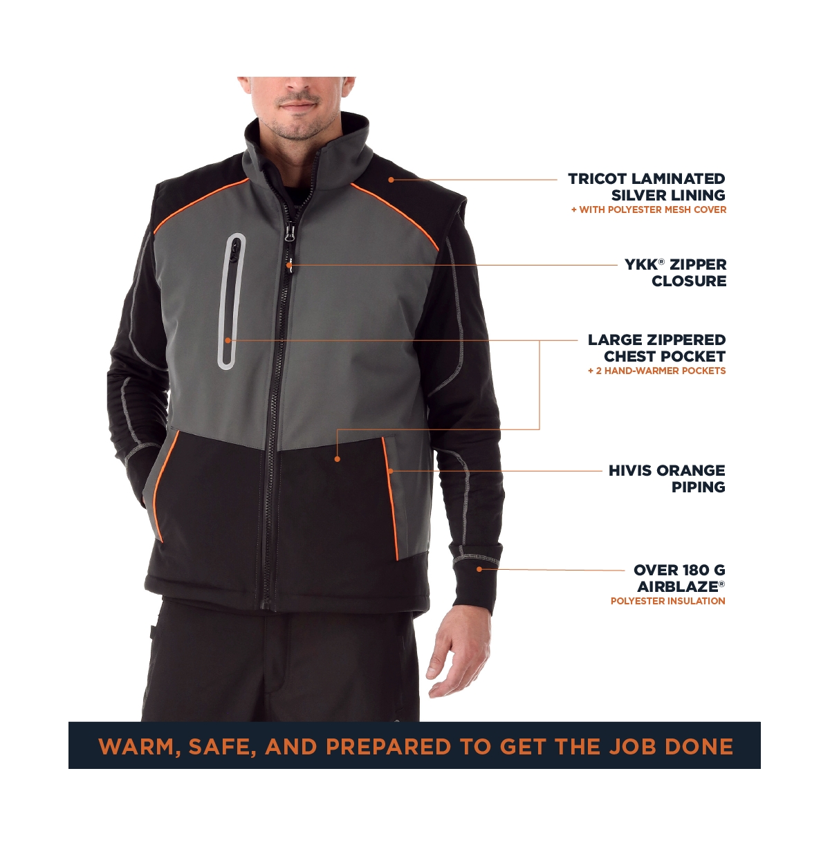 RefrigiWear Big & Tall PolarForce Vest Insulated Winter Vest, Lightweight Cold-Weather Layer
