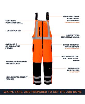 Men's Hi Vis Insulated Softshell High-Bib Overalls, -20&deg;F (-29&deg;C)
