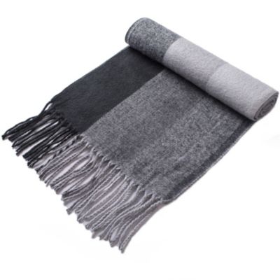 Men's Scarf Soft Knit Winter Scarves Plaid Striped or Solid Neck Covering Long Warm Stylish