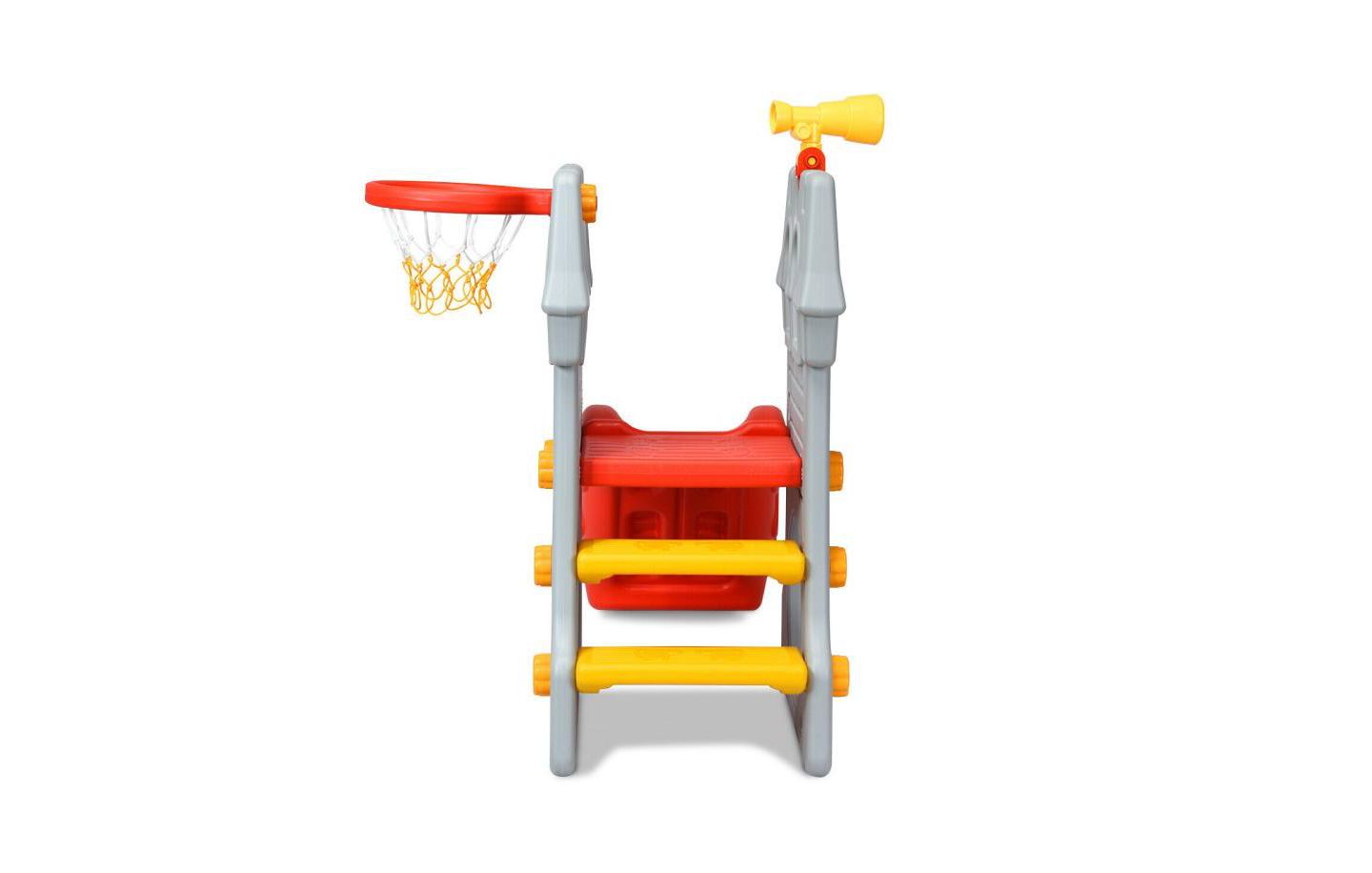 Детский игровой набор Slickblue 5-in-1 Toddler Climber Slide Playset with Basketball Hoop and Telescope, 110 lbs Capacity, 3–8 лет, цвет: Серый — фото 7