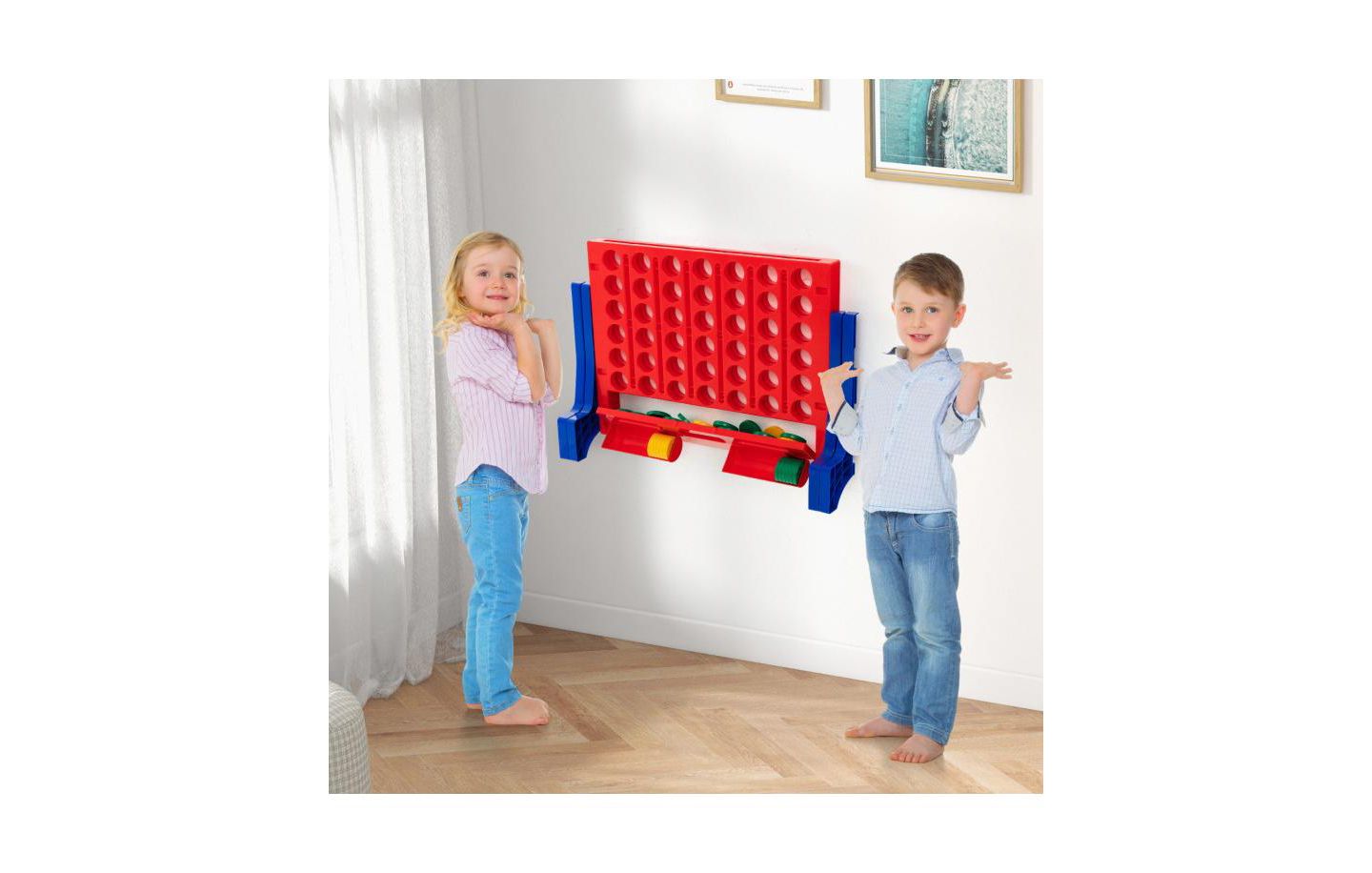 Детские фигурки Slickblue Jumbo 4-to-Score Connect Game Set with Carrying Bag and 42 Coins, цвет: Синий — фото 7
