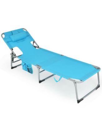 Folding Beach Lounge Chair with Pillow for Outdoor