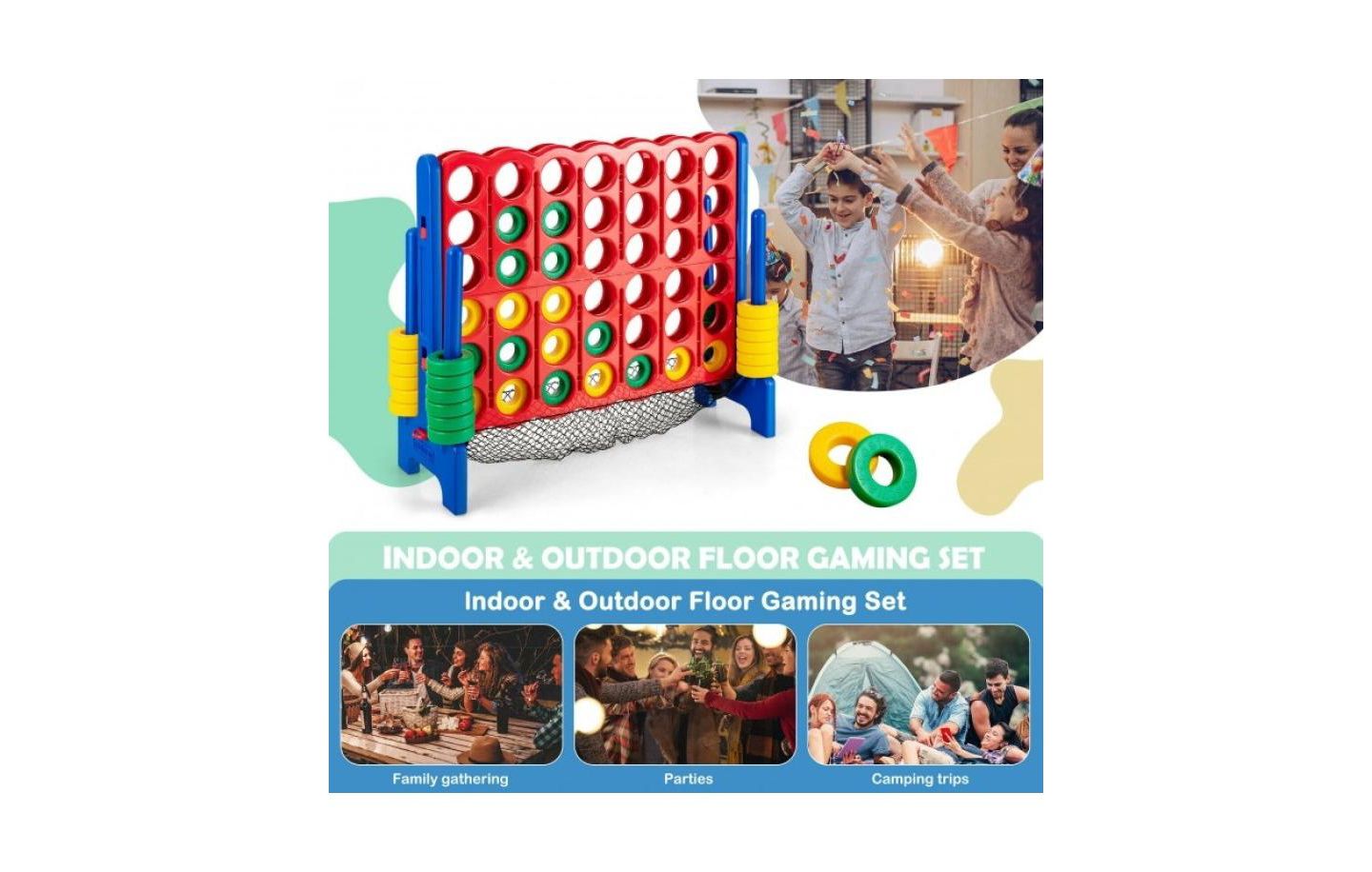 Детские игрушки Slickblue 4-to-Score Giant Game Set with Ring Netting, Ages 3+, цвет: Красный / Синий — фото 2