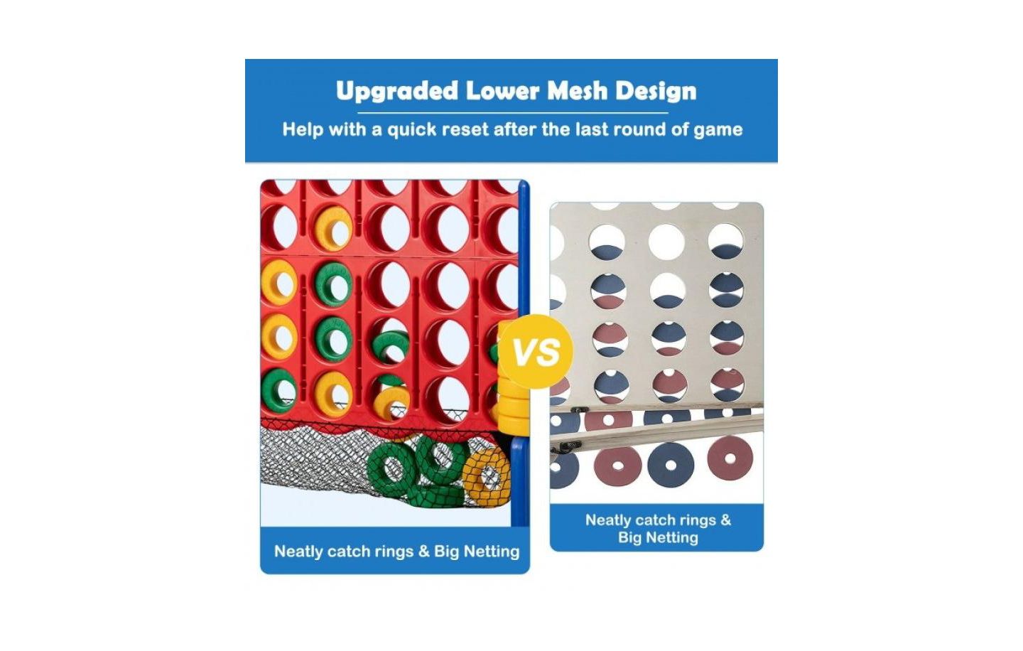 Детские игрушки Slickblue 4-to-Score Giant Game Set with Ring Netting, Ages 3+, цвет: Красный / Синий — фото 6